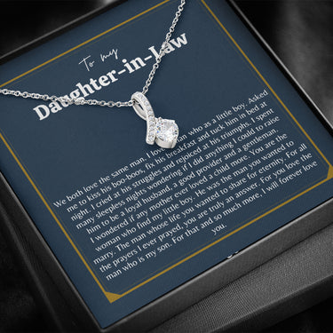 Atiara Gifts Gift for Daughter in Law, Welcoming Daughter in Law Into, Gift for Bride from Mother in Law Necklace, Daughter in Law Jewelry, White Gold Necklace for Daughter-in-Law